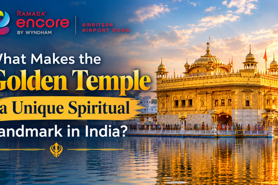 Golden Temple in Amritsar reflecting in the sacred Amrit Sarovar, showcasing its golden architecture and spiritual significance.